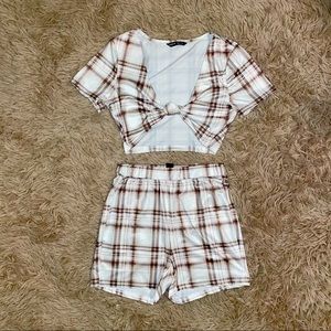 Matching Plaid Shorts Set